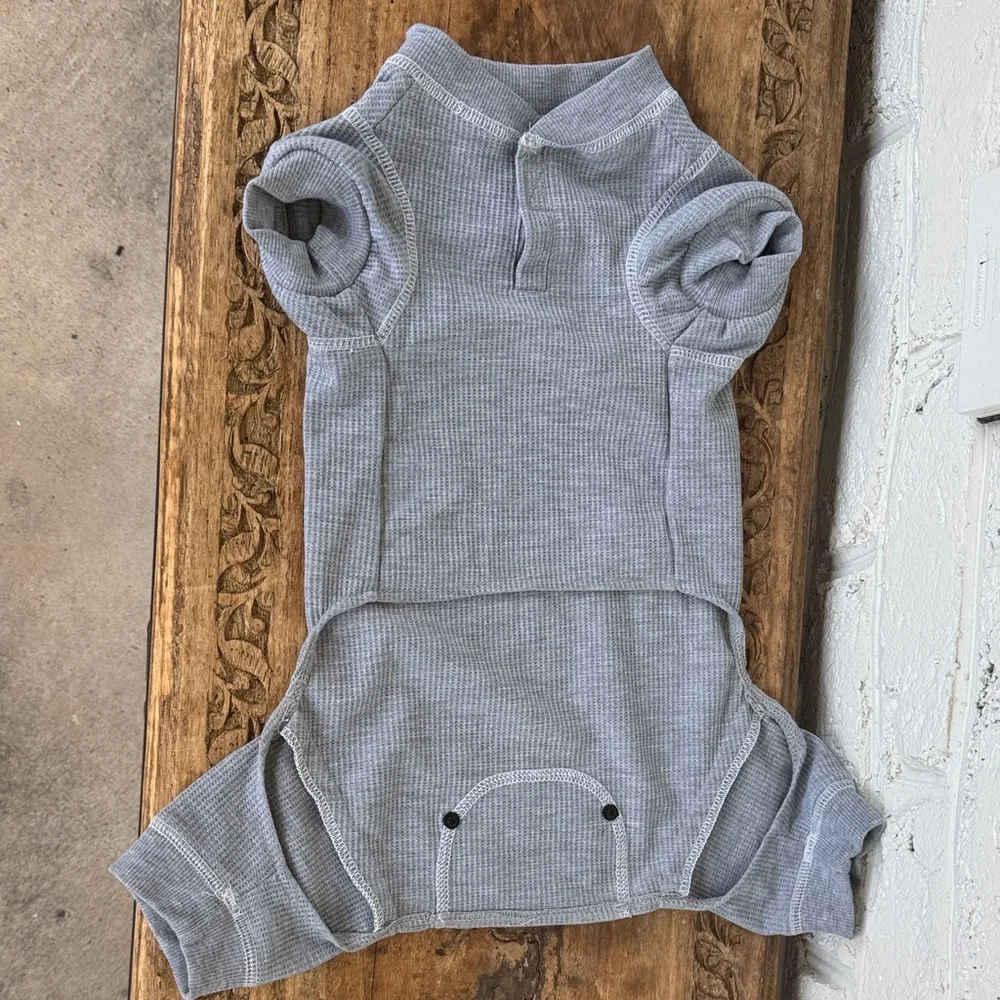 Fab Dog Grey Waffle Knit Dog Onesie